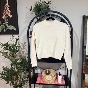 🤍 Bailey 44 Ivory Fuzzy Mock Neck Sweater – Size S 🤍